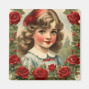 Íman Menina antiga com rosas