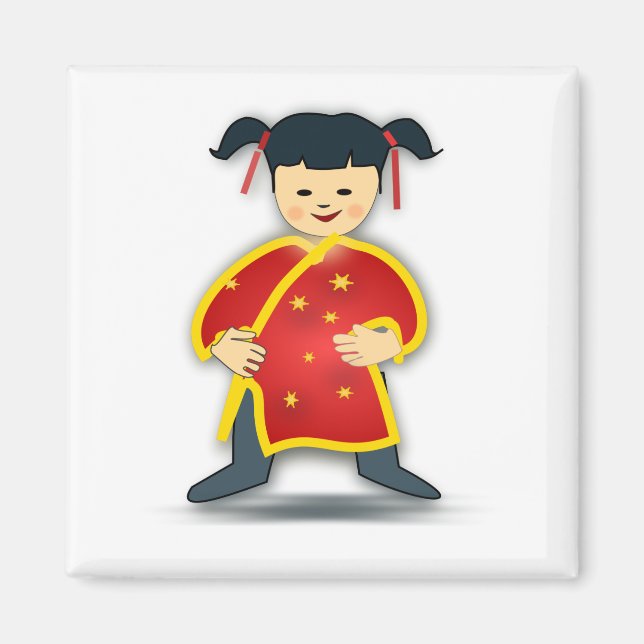 Íman Menina Chinesa Pequena (Frente)