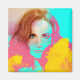 Íman Menina Colorida Arte Pop Ímã Quadrado - Intensa