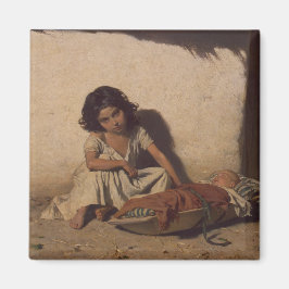 Íman Menina com bebê (Pobre Criança da Rua)