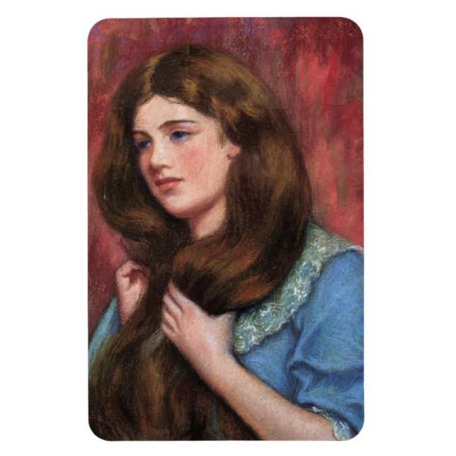 Íman Menina com Cabelo Marrom bonito (Vertical)