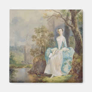 Íman Menina com um livro assentado em um parque, c.1750