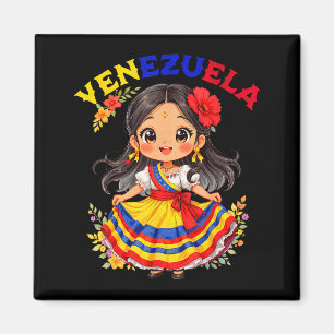 Íman Menina Cute da Venezuela Vestido Tradicional Arte