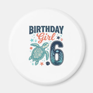 Íman Menina de Aniversário 6 Tartaruga Marinha Desenho