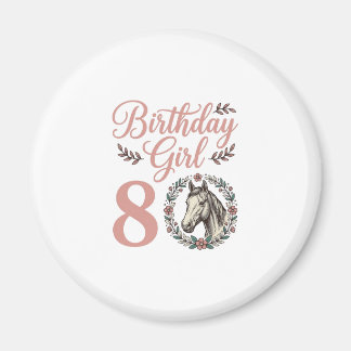 Íman Menina de Aniversário 8 Cavalo Floral Camisa Vinta