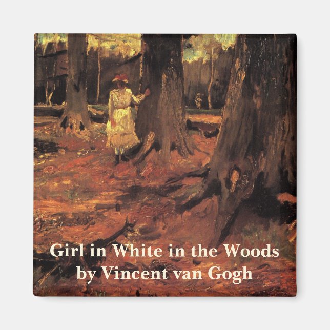 Íman Menina de Branco no Bosque por Vincent van Gogh (Frente)
