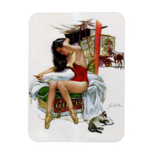 Íman Menina do Pin-Acima da arte do vintage da beleza