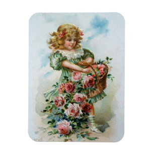 Íman Menina do Victorian com rosas