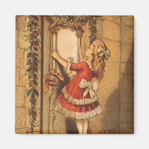 Íman Menina do Victorian do natal vintage que pendura