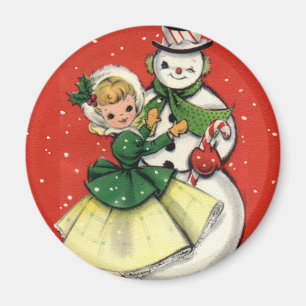 Íman Menina do vintage do KRW e ímã do Natal do bonec