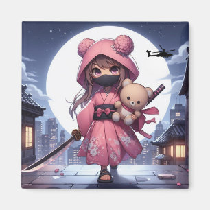 Íman Menina e ursinho da guerreira ninja