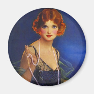 Íman Menina elegante do Flapper com o vestido azul da