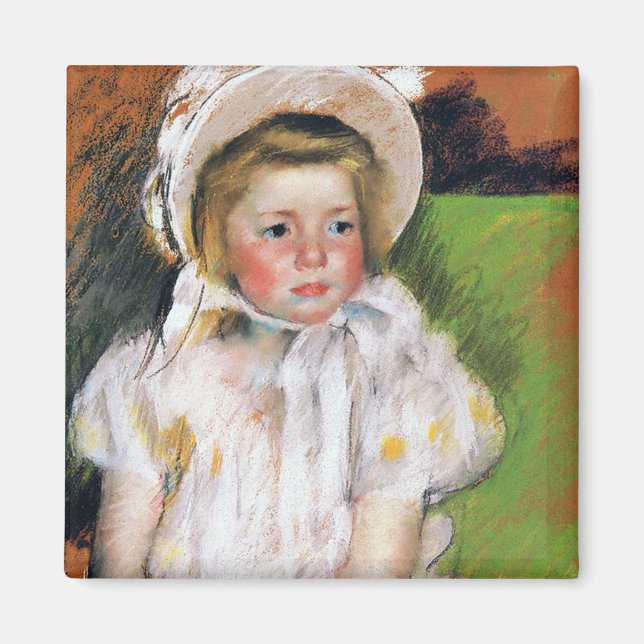 Íman Menina em um Bonnet Branco, Mary Cassatt (Frente)