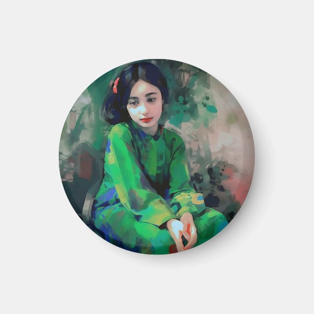 Íman Menina em vestida verde (Frente)