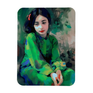 Íman Menina em vestida verde