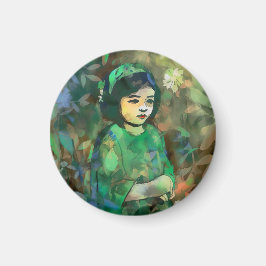 Íman Menina em vestida verde