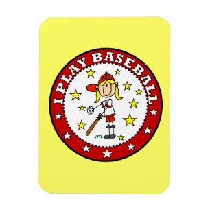 Íman Menina Eu jogo beisebol Camisetas e Presentes