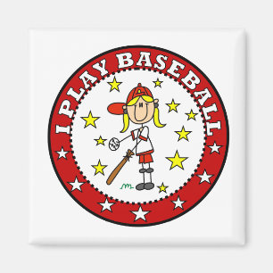 Íman Menina Eu Jogo Beisebol Camisetas e Presentes