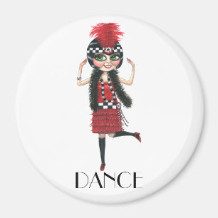 Íman Menina grande do Flapper do olho do traje do 1920