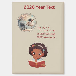 Íman Menina lendo texto do ano de 2026