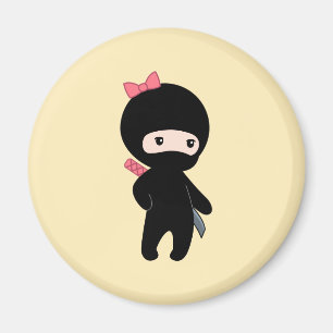 Íman Menina minúscula de Ninja no amarelo