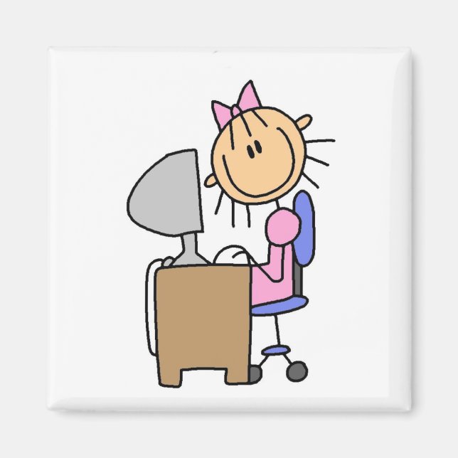 Íman Menina no Computador (Frente)