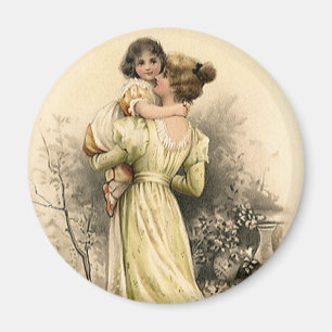 Íman Menina pequena mãe vitoriana antiga