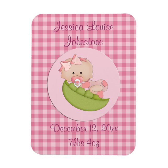 Íman Menina Personalizada em um Anúncio Rosa Pod (Vertical)