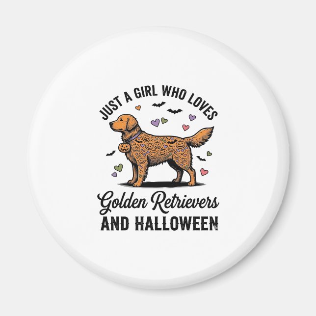 Íman Menina Retriever Dourado de Halloween Mãe de Cacho (Frente)