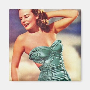 Íman Menina retro do roupa de banho dos anos quarenta