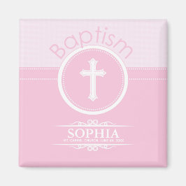 Íman Menina rosa e personalizável, criança de Deus bati