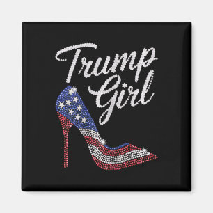 Íman Menina Trump Salto Alto Bandeira Americana Brilho