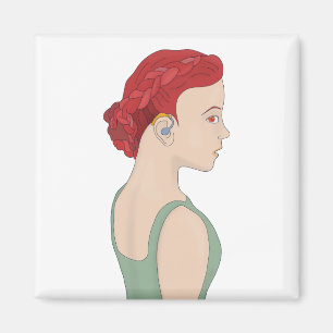 Íman Menina usando um aparelho auditivo