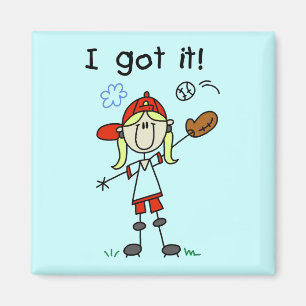 Íman Meninas Baseball Eu tenho Camisetas e presentes