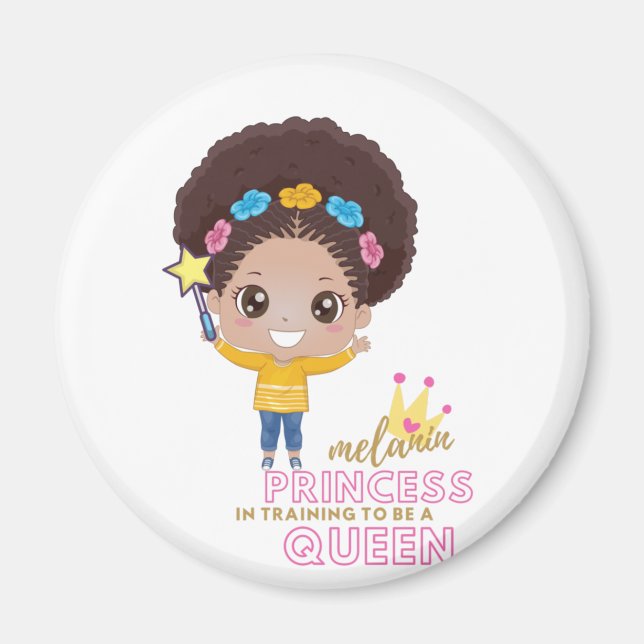 Íman Meninas Bonitas Melanin Princesa Treinando Para Se (Frente)