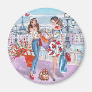 Íman Meninas Comprando em Paris   Ímã