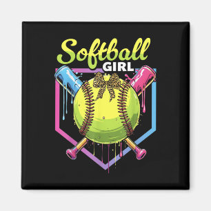 Íman Meninas de Softball Drip Sorvete Drip Softbol Juve