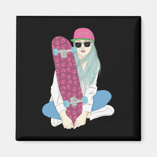 Íman Meninas fazem skate skateboard skate um Kickflip