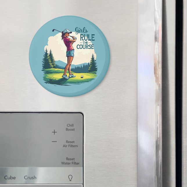 Íman Meninas governam o curso Ilustração de Golfe Retro (In Situ (Fridge))