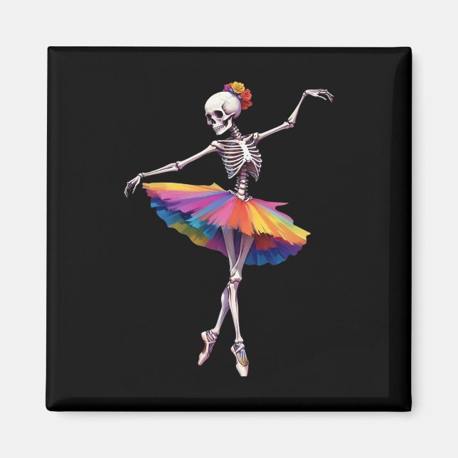 Íman Meninas Halloween Dançando Esqueleto Rainbow Lle (Frente)