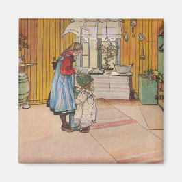 Íman Meninas na cozinha (Arte Sueca Clássica)