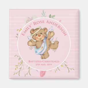 Íman Meninas Personalizadas BAPTISM - Anjo Rosa Teddybe