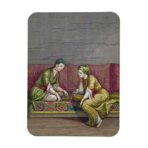 Íman Meninas turcas, jogando Mangala, século XVIII