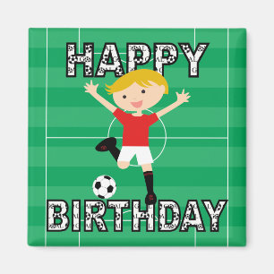 Íman Menino 1 do aniversário do futebol vermelho e