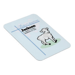 Íman Menino Cordeiro Azul do Batismo, Personalizável