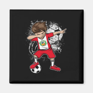 Íman Menino Dabbing Camisa de Futebol do Peru Jersey Pé