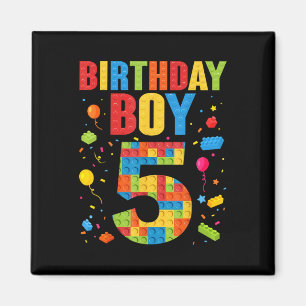 Íman Menino de Aniversário 5 Anos Blocos de Construção 