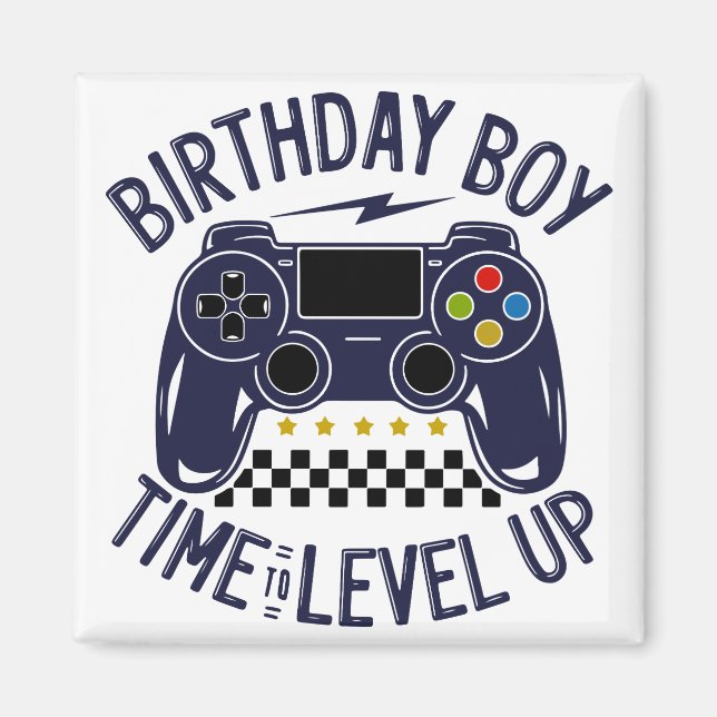 Íman Menino de Aniversário Hora de Subir de Nível (Frente)