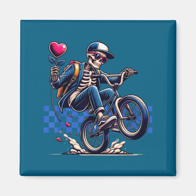 Íman Menino de Esqueleto de São Valentim Pilotando Arte (Frente)