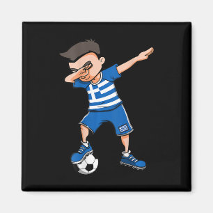 Íman Menino de Futebol Dabbing Camisa da Grécia Amantes